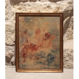 Tableau - Aquarelle 'Les 3 baigneuses' sign&eacute;e Gabriel griffon (1866-1938)