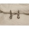 Paire de boucles d'oreilles 'dormeuses' 3 pierres blanches argent 20ème siècle