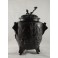 Grand pot couvert, brûle-parfum, en bronze à patine brune oiseaux et végétations, Chine, 20ème siècle