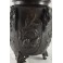 Grand pot couvert, brûle-parfum, en bronze à patine brune oiseaux et végétations, Chine, 20ème siècle