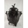 Grand pot couvert, brûle-parfum, en bronze à patine brune oiseaux et végétations, Chine, 20ème siècle