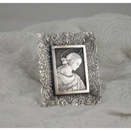 Cadre &agrave; poser 'Vierge Marie' en argent massif 800/1000, Travail italien 20&egrave;me si&egrave;cle