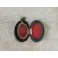 Médaillon double porte photo en bois, argent et chiffré, Napoléon III, fin 19ème siècle