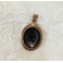 Médaillon porte photo en verre noir gravé et monture en laiton doré Napoléon III fin 19ème siècle