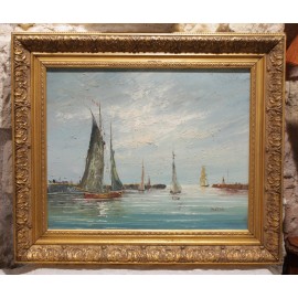Tableau huile sur toile Marine sign&eacute;e Edward Barton (1936-2012)