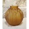Vase boule en verre satiné moulé jaune ambré signé CLA, Art Déco, vers 1930
