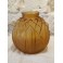 Vase boule en verre satiné moulé jaune ambré signé CLA, Art Déco, vers 1930