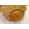 Vase boule en verre satiné moulé jaune ambré signé CLA, Art Déco, vers 1930