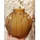 Vase boule en verre satiné moulé jaune ambré signé CLA, Art Déco, vers 1930