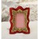 Cadre photo en velours rouge et décor polychrome fin 19ème, début 20ème siècle
