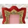 Cadre photo en velours rouge et décor polychrome fin 19ème, début 20ème siècle