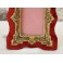 Cadre photo en velours rouge et décor polychrome fin 19ème, début 20ème siècle