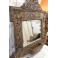 Miroir porte manteau en laitons repoussé décor de nymphes et rocaille fin 19ème siècle