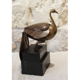 Sculpture oiseau formant bo&icirc;te en laiton vers 1970