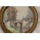 Miniature à vue ronde paysage en aquarelle fin 19ème siècle