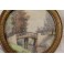 Miniature à vue ronde paysage en aquarelle fin 19ème siècle