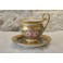 Déjeuner, tasse et soucoupe, en porcelaine décor de fleurs polychrome, époque Restauration, vers 1815-1830