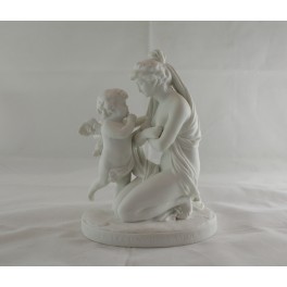 Sculpture en biscuit de porcelaine 'La le&ccedil;on de l'Amour' Raymond Laporte Limoges fin 19&egrave;me si&egrave;cle