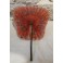 Éventail cocarde en bois laqué Chinois et papier de soie rose peint, fin 19ème siècle