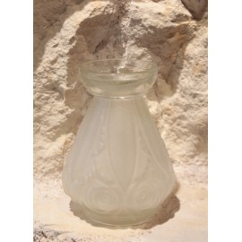 Vase ou vase &agrave; jacinthe en verre moul&eacute; satin&eacute; Art D&eacute;co vers 1930