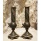 Paire de bougeoir en métal patiné vert et abeilles, Napoléon III, fin 19ème siècle