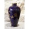 Grand vase balustre en faïence bleu et décor à l'or, attribué à Sainte Radegonde Tours, vers 1920