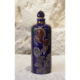 Bouteille en gr&egrave;s &eacute;maill&eacute;, travail artisanal allemand, vers 1950-1970