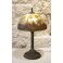 Grande lampe à poser avec abat-jour en verre peint style Handel ou Jefferson, vers 1970