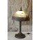 Grande lampe à poser avec abat-jour en verre peint style Handel ou Jefferson, vers 1970