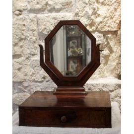 Miroir psych&eacute; de table placage d'acajou fin 19&egrave;me si&egrave;cle