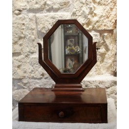 Miroir psych&eacute; de table placage d'acajou fin 19&egrave;me si&egrave;cle